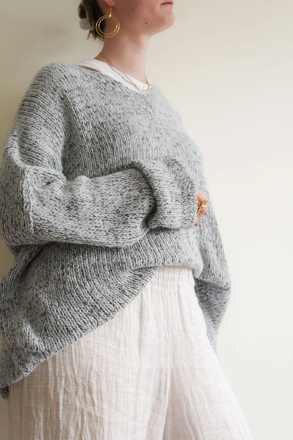 Lula V-Neck Melange Grey Grey Lurex
