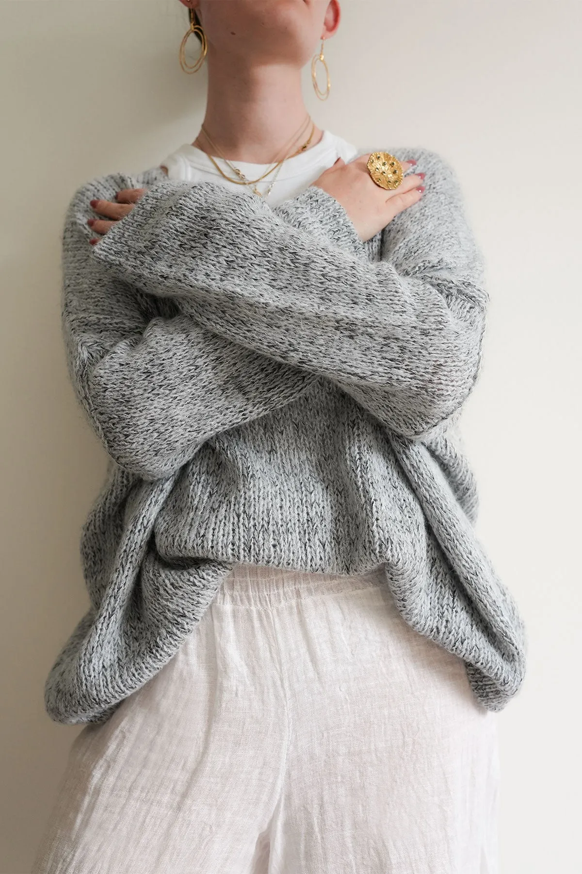 Lula V-Neck Melange Grey Grey Lurex
