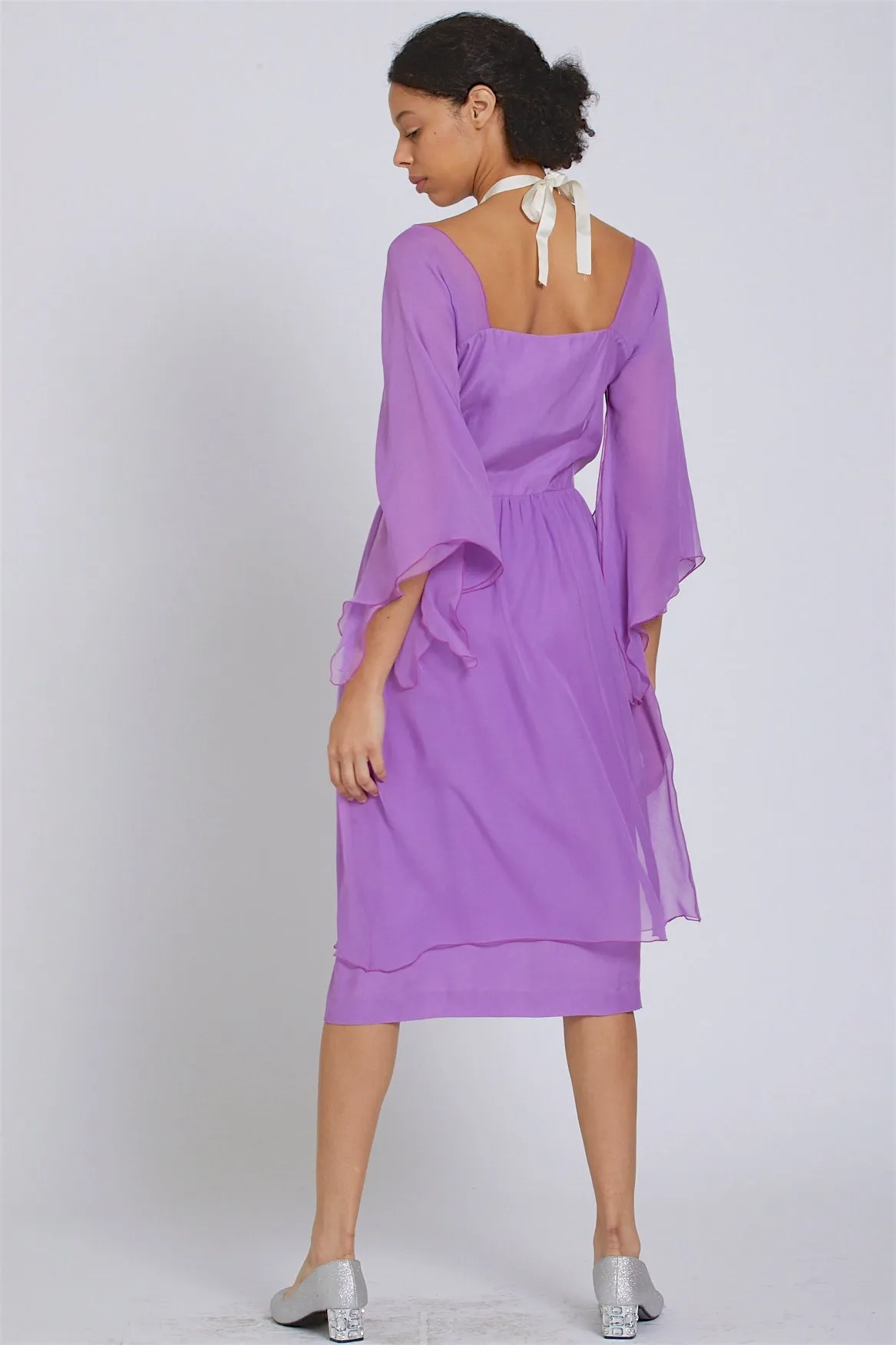 Made in NYC Layered Silk Chiffon Dress (Lavender) Style #184