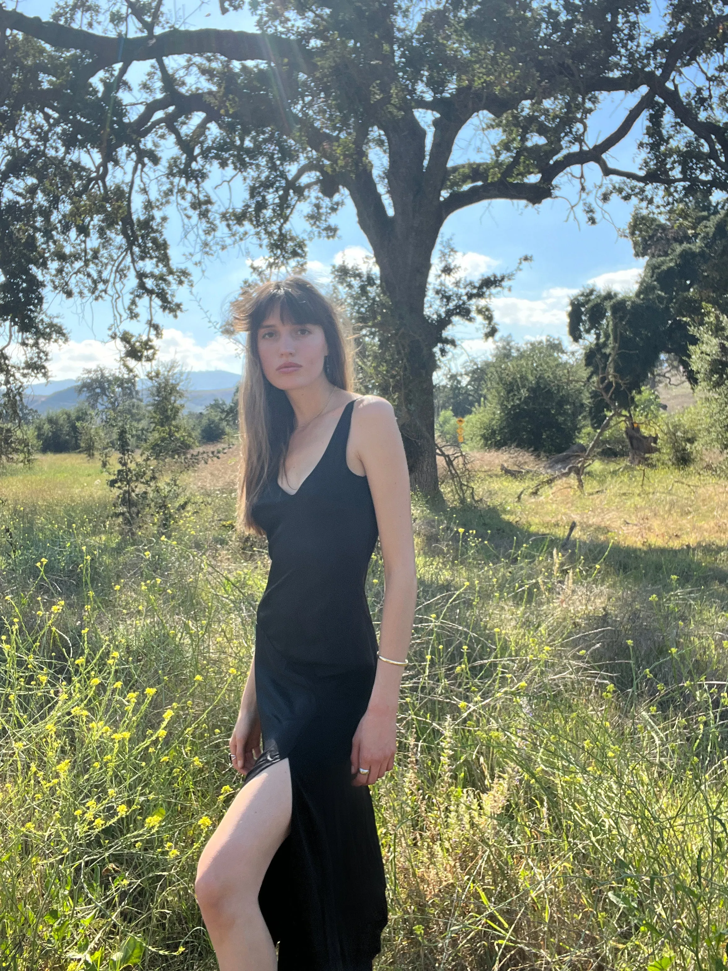 Mae Slip Dress / Black Silk