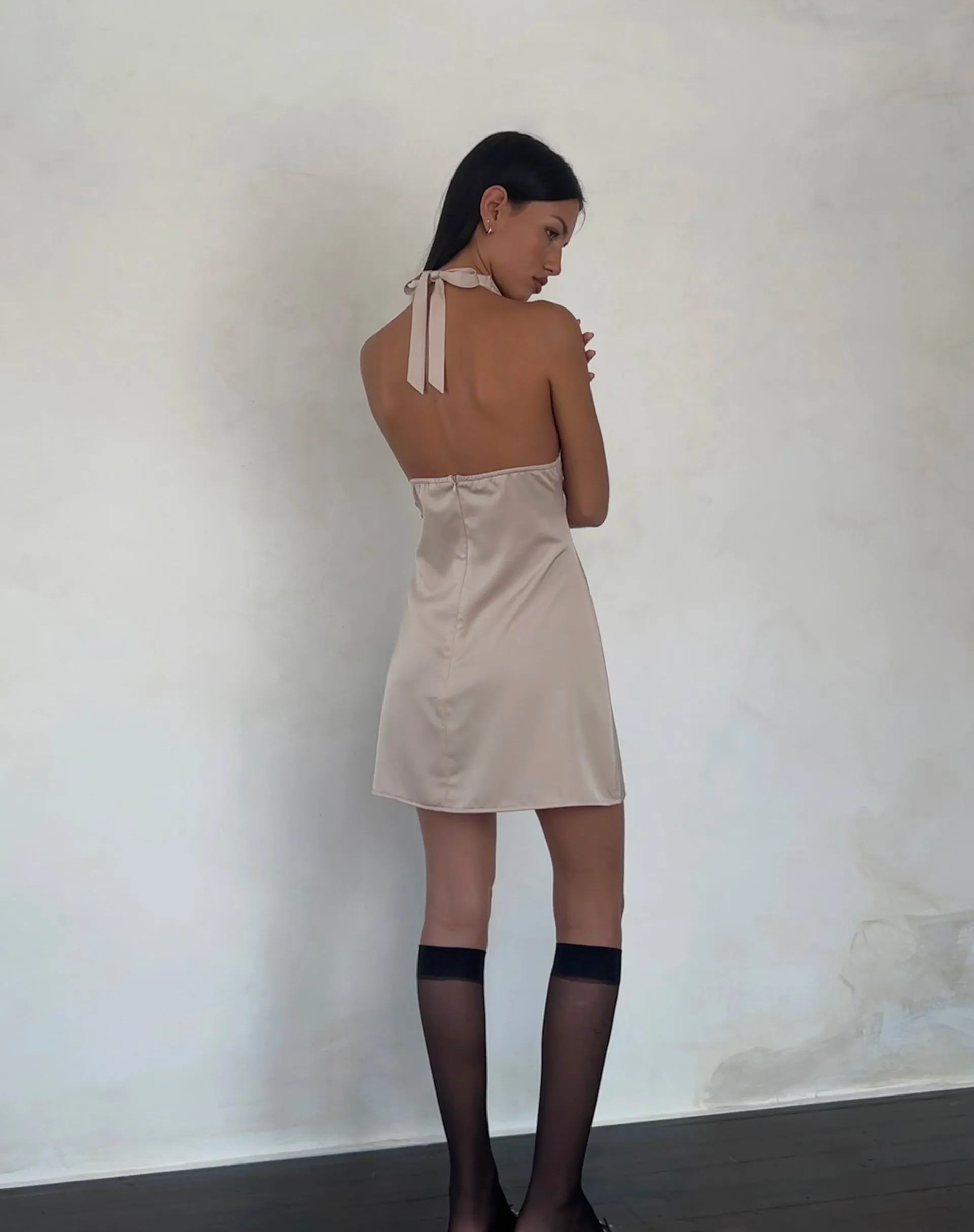 MARUKO MINI DRESS SATIN CHAMPAGNE 5