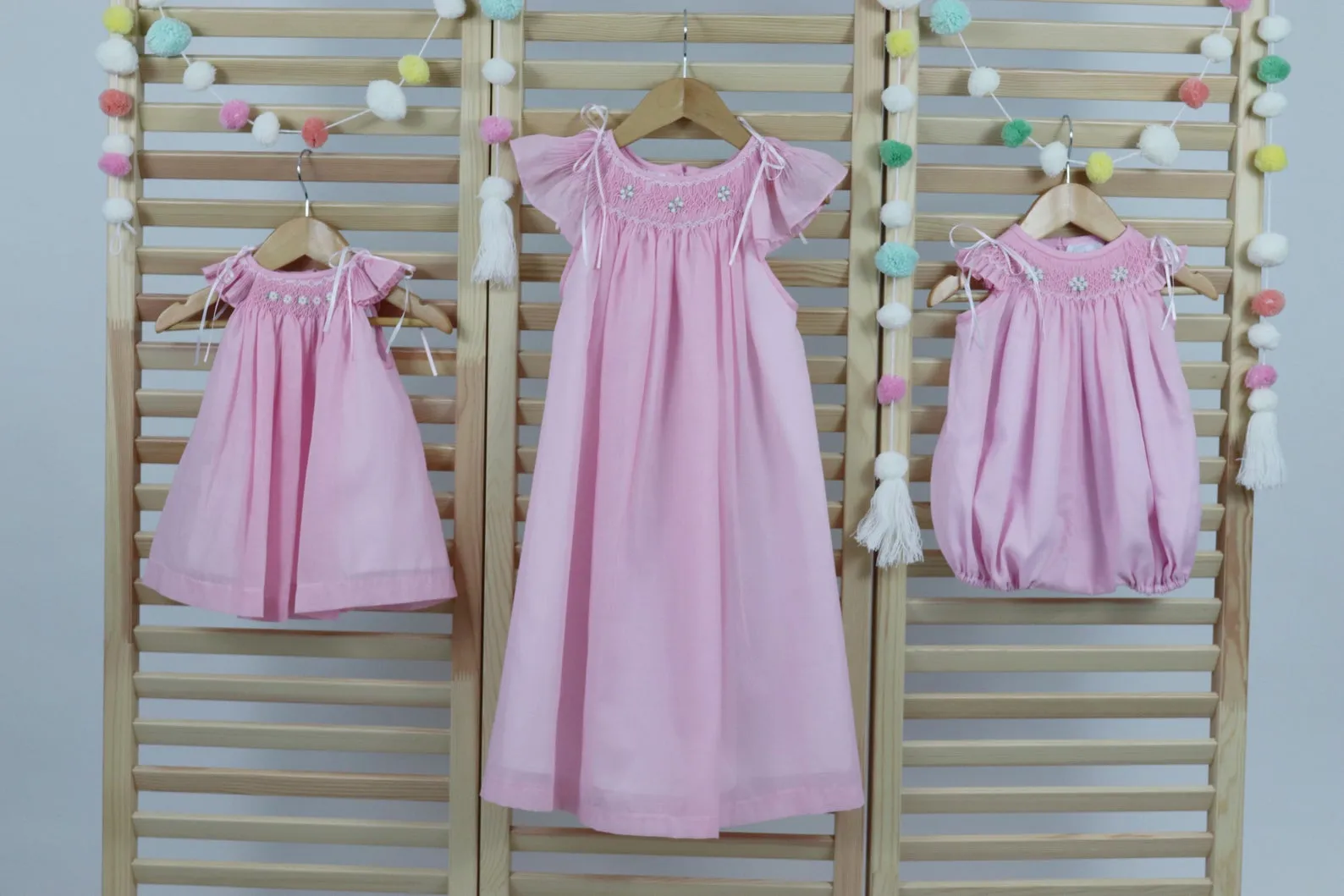 Matching Sister Dresses,  Smocked Dress, White, Ivory, Lavander, Light Blue, Pink, Pageant Dress, HAND MADE