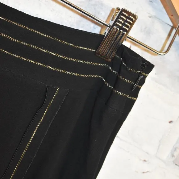Max Mara Pure Silk Made in Italy Gorgeous Black and Gold Thread Flirty Skirt 4