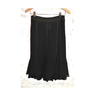 Max Mara Pure Silk Made in Italy Gorgeous Black and Gold Thread Flirty Skirt 4