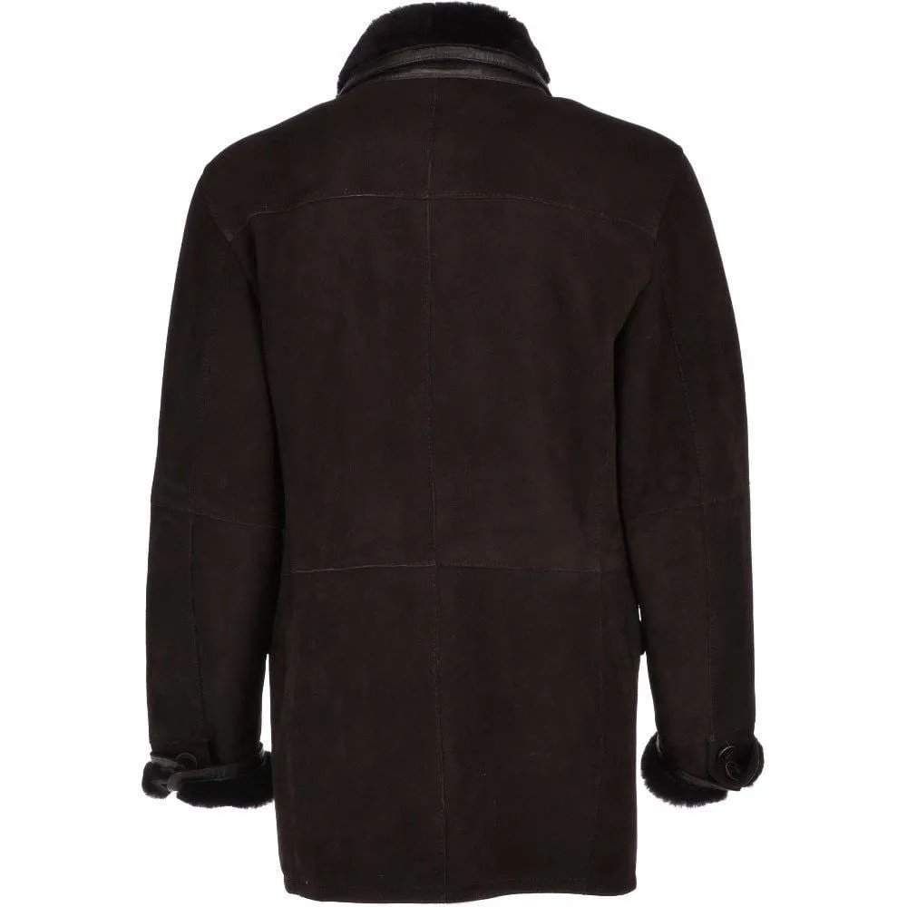 Men’s Dark Brown Shearling Leather Coat