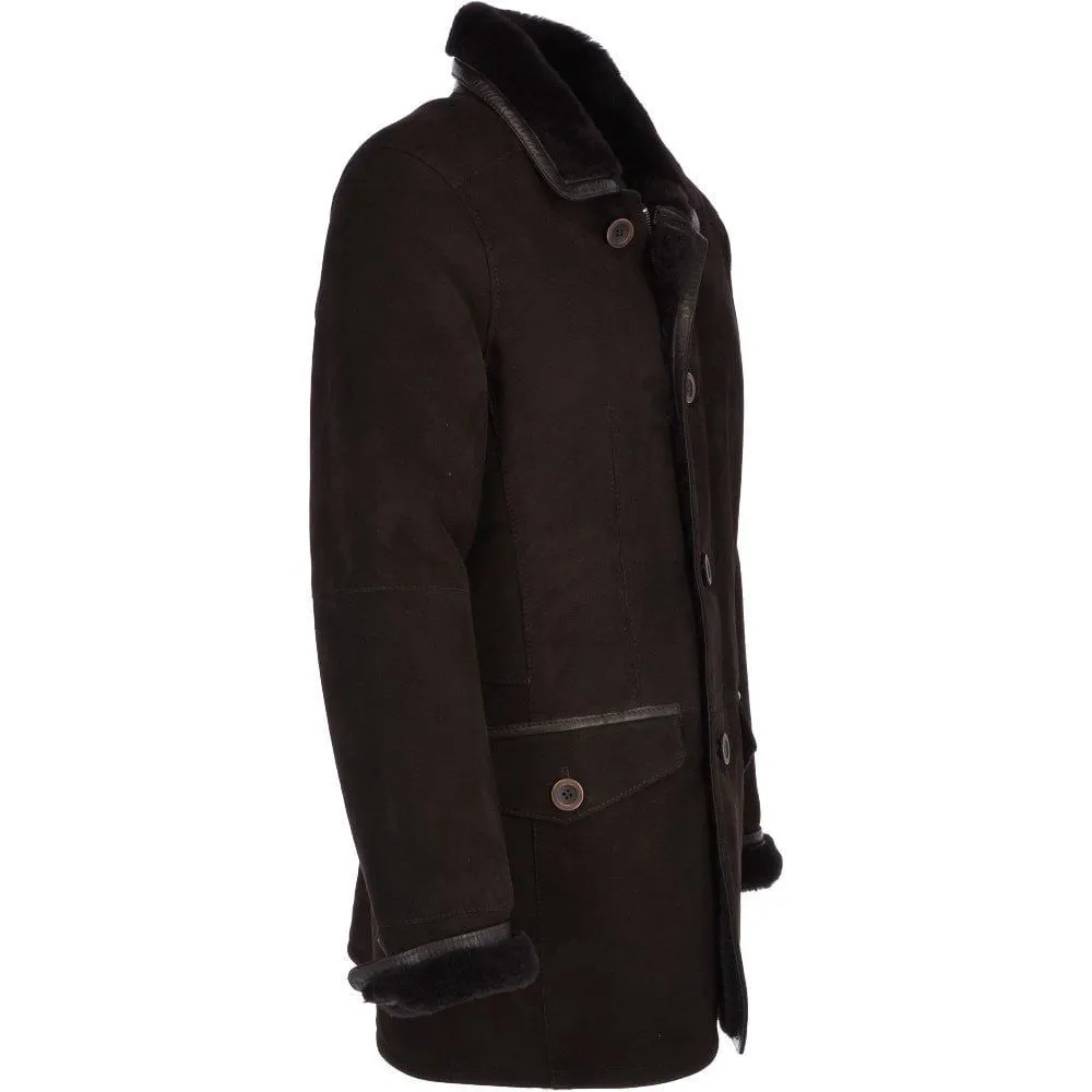 Men’s Dark Brown Shearling Leather Coat