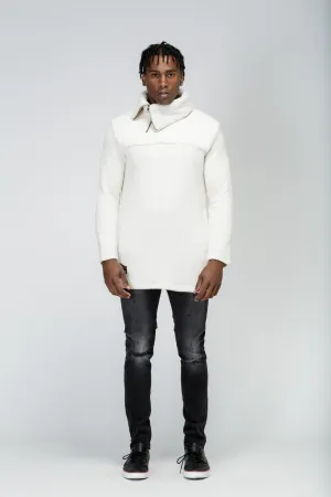 Men's Side Zip Turtle Neck Sweater in Ivory