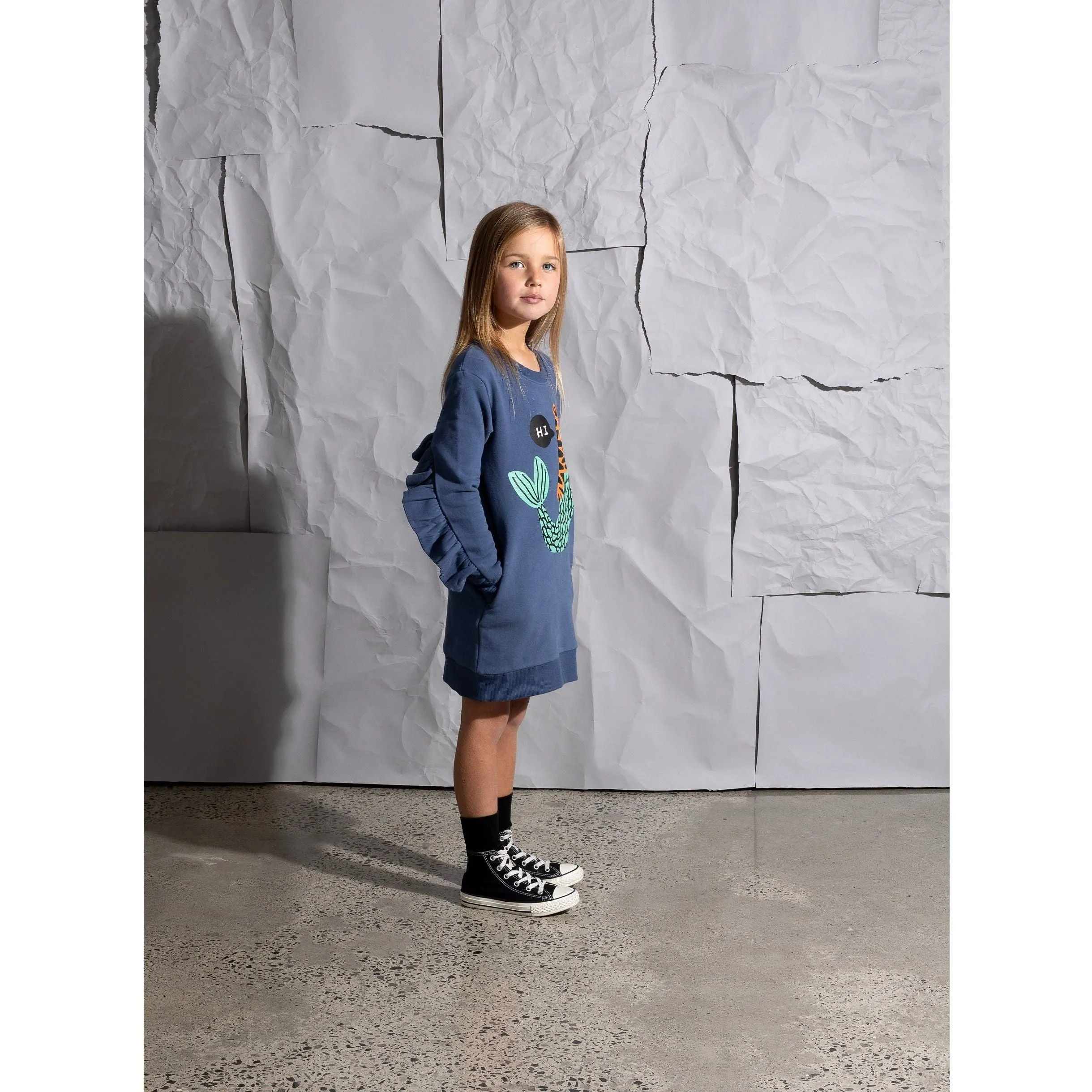 Mer- Cats Furry Dress - Navy