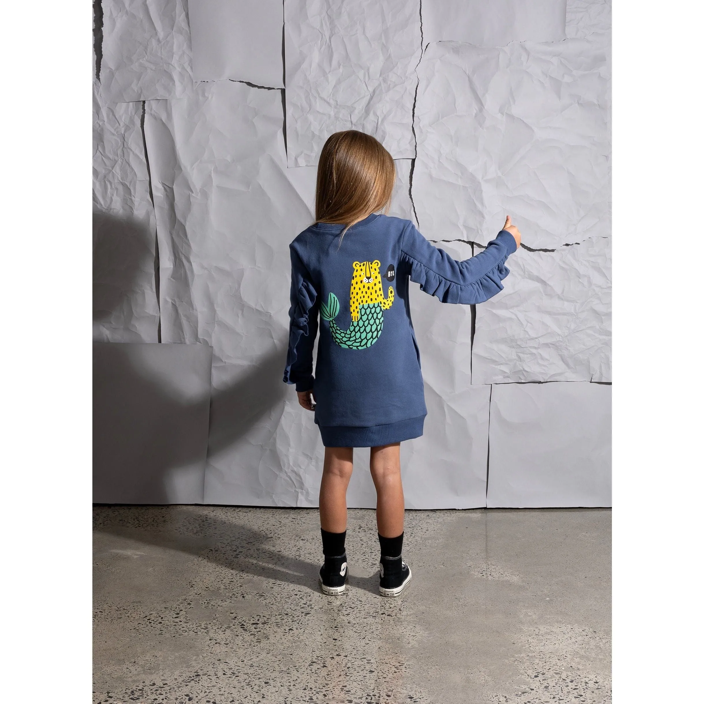Mer- Cats Furry Dress - Navy