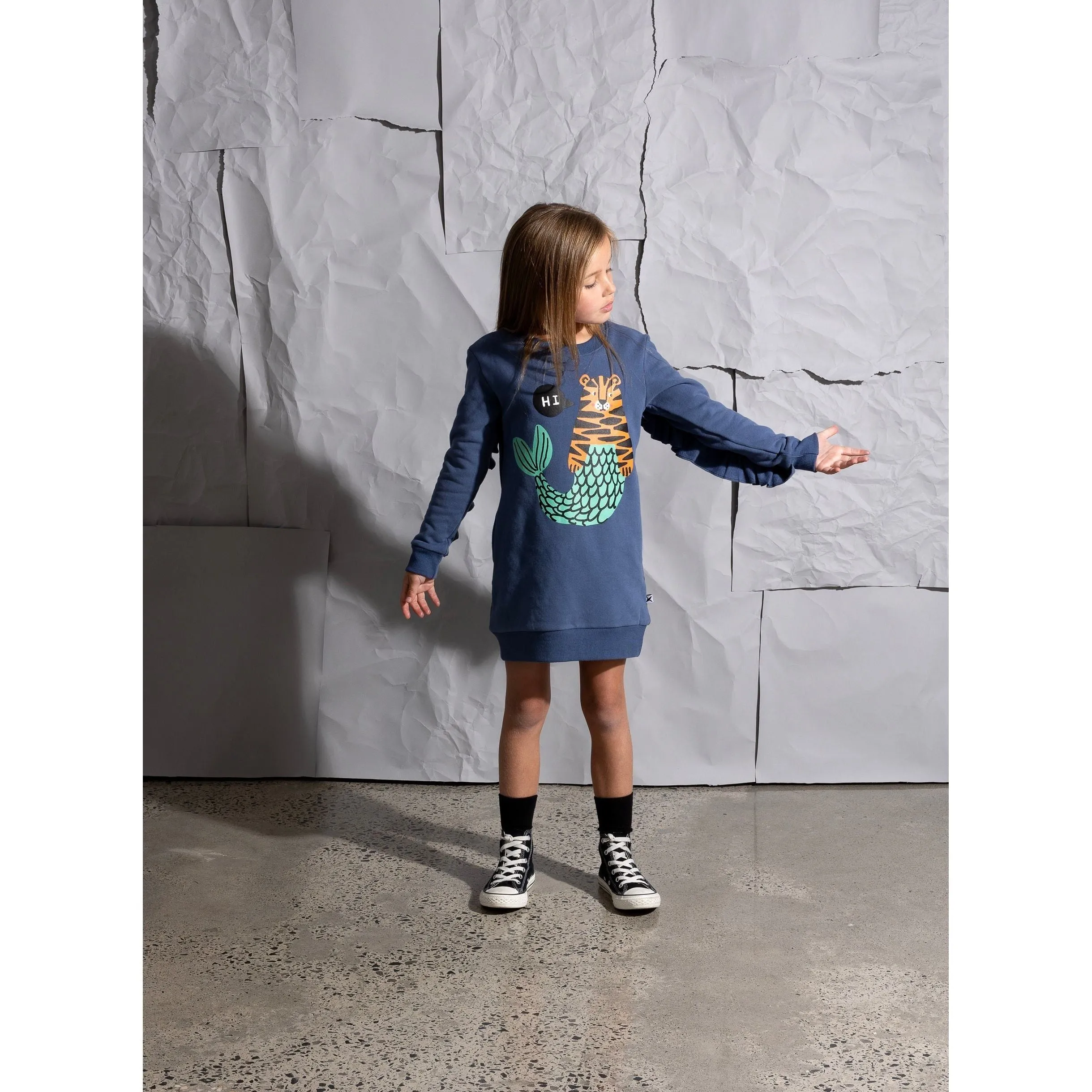 Mer- Cats Furry Dress - Navy