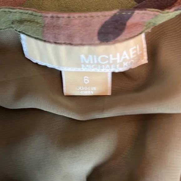 MICHAEL KORS CAMOUFLAGE RUFFLE SKIRT 100% SILK SIZE 6