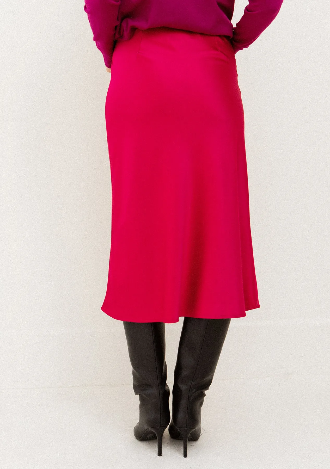 Midi Satin Slip Skirt