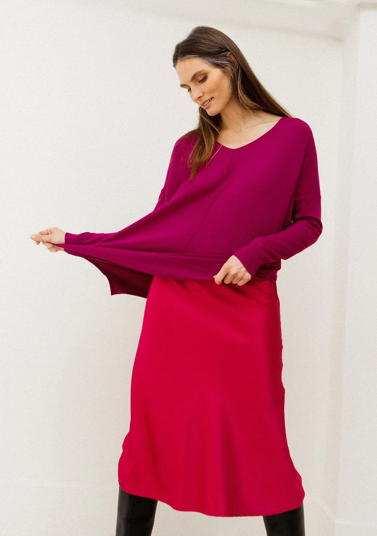 Midi Satin Slip Skirt