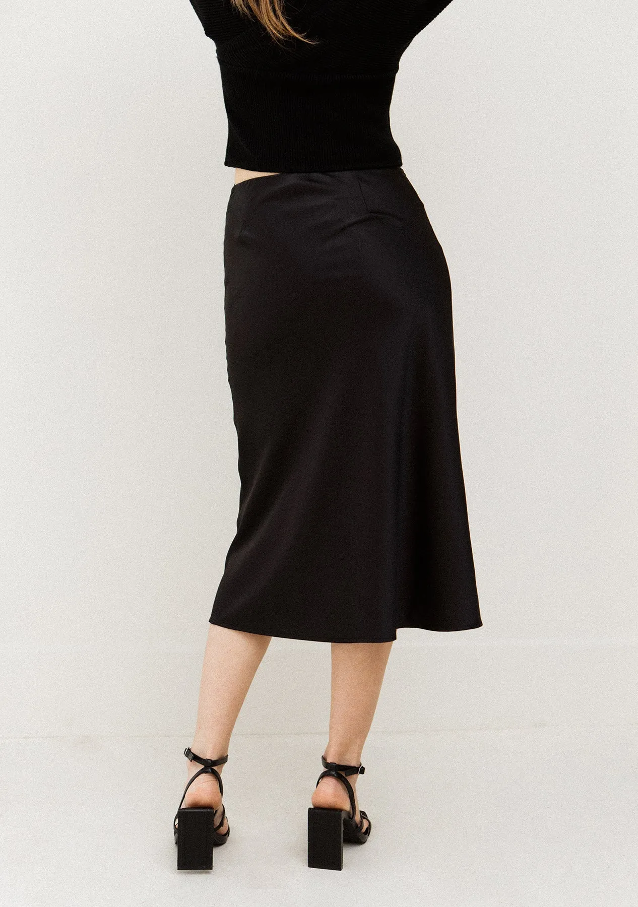 Midi Satin Slip Skirt