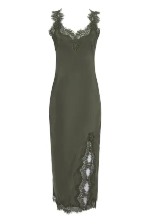 Miley Long Coco Bias Dress Olive