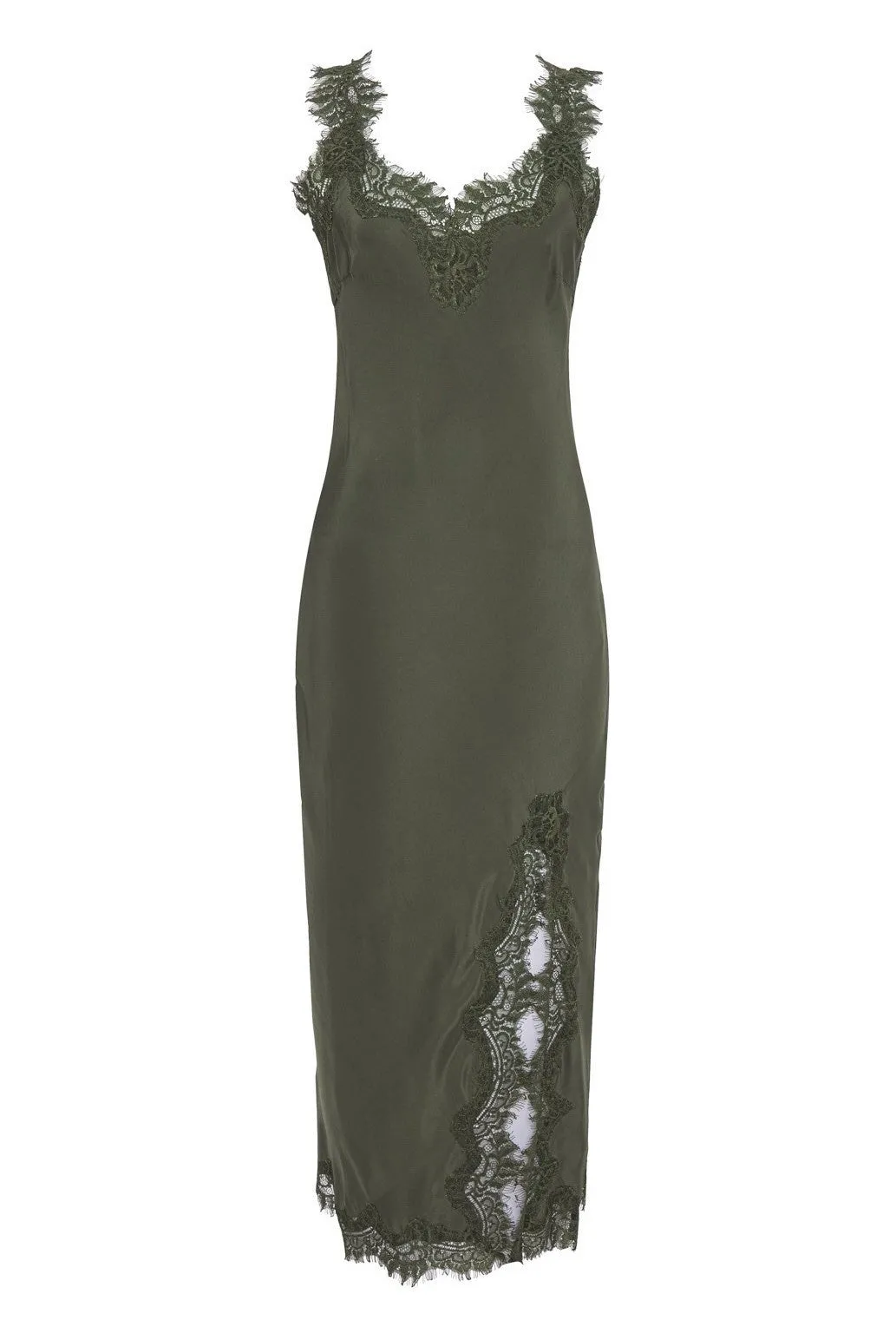 Miley Long Coco Bias Dress Olive