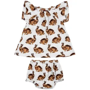 MilkBarn Baby Organic Cotton Dress and Bloomer Set - Bunny