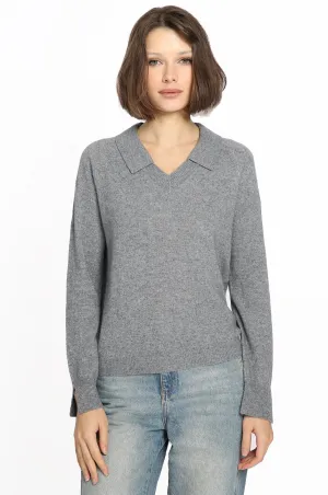 Minnie Rose Cashmere Collared V Neck