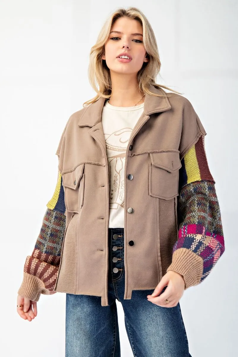 Mocha Knit Sleeve Shacket