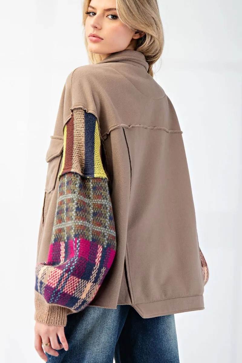 Mocha Knit Sleeve Shacket
