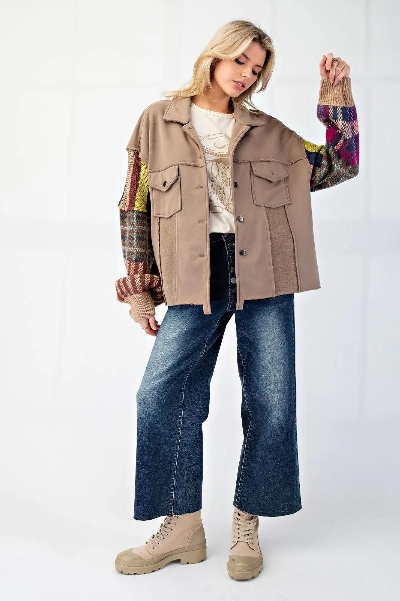 Mocha Knit Sleeve Shacket