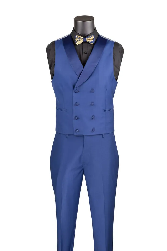 Modern Fit 3 Piece Suit with Matching Bow Tie Navy MVJQ-1