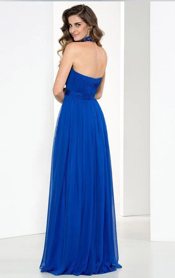 Modest Royal Blue Prom Dresses with Halter Beadings New Arrival 2018 Long Prom Party Gowns