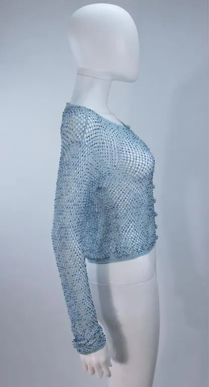 MOSCHINO Sky Blue Beaded Knit Sweater Size 42