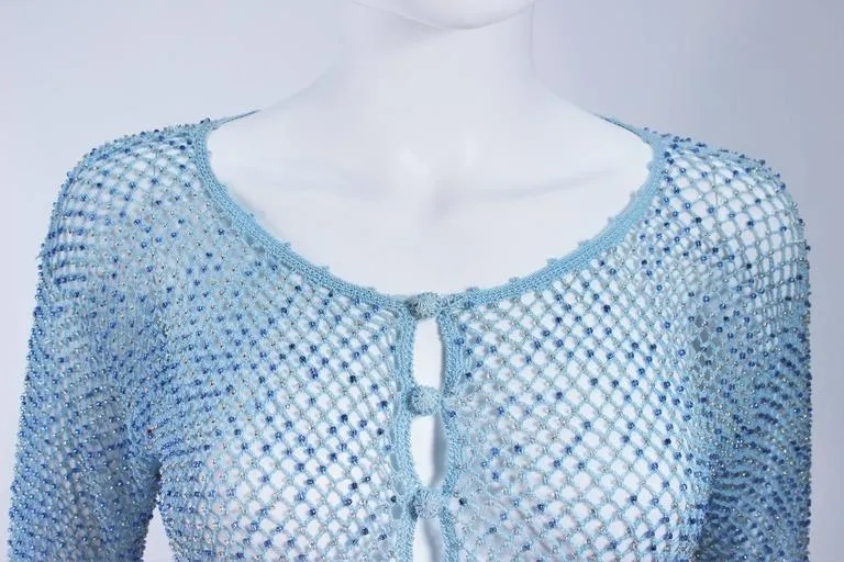 MOSCHINO Sky Blue Beaded Knit Sweater Size 42