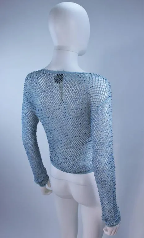 MOSCHINO Sky Blue Beaded Knit Sweater Size 42