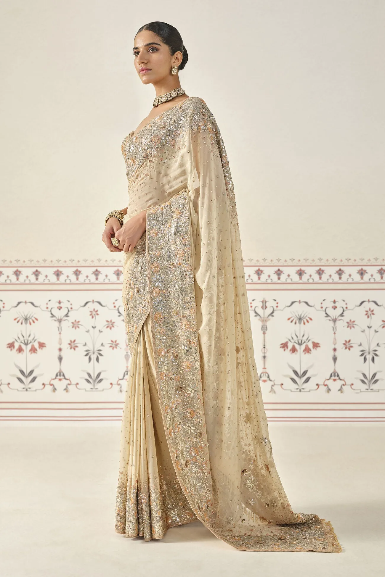 Nabanita Gota Patti Georgette Saree - Flesh