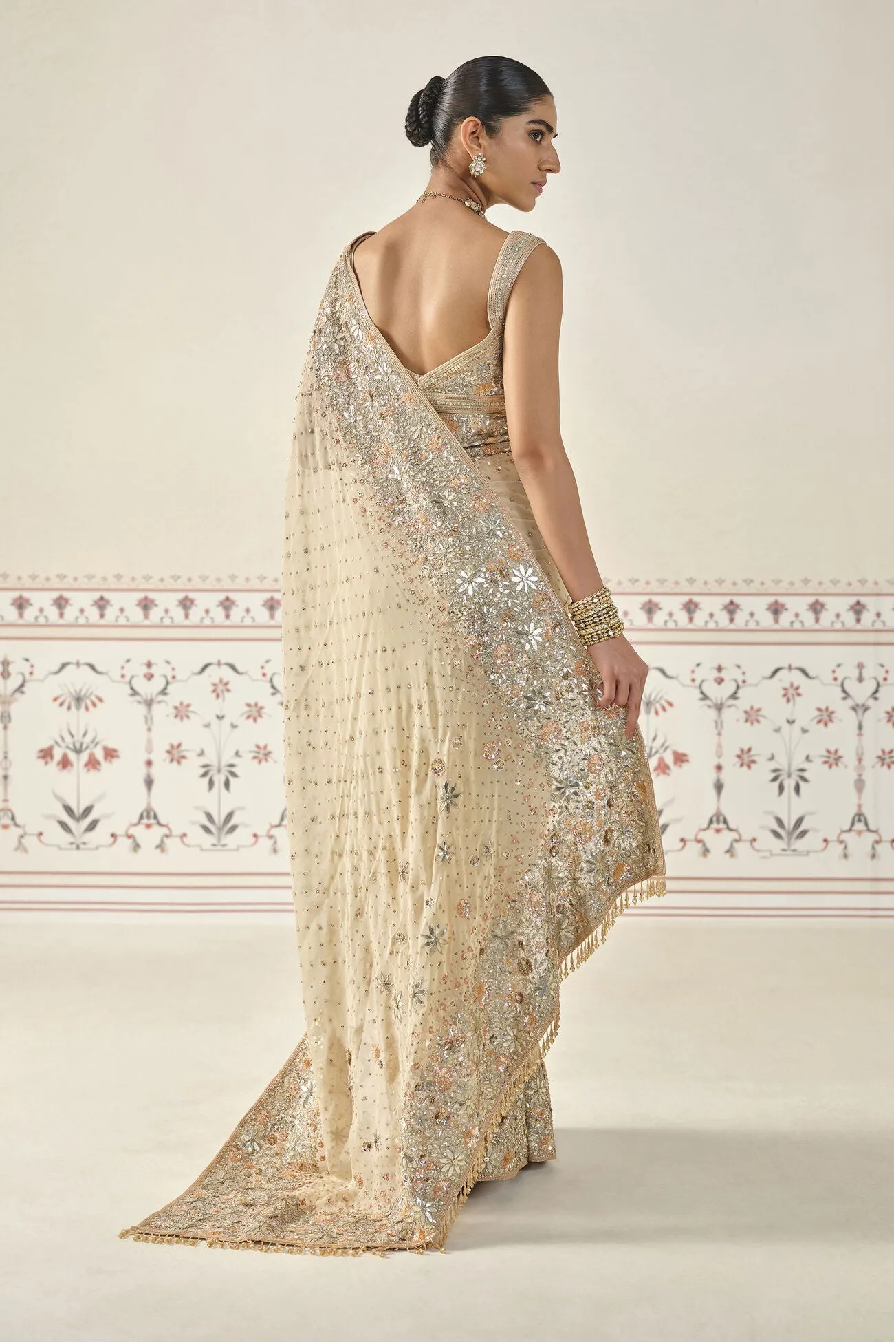 Nabanita Gota Patti Georgette Saree - Flesh