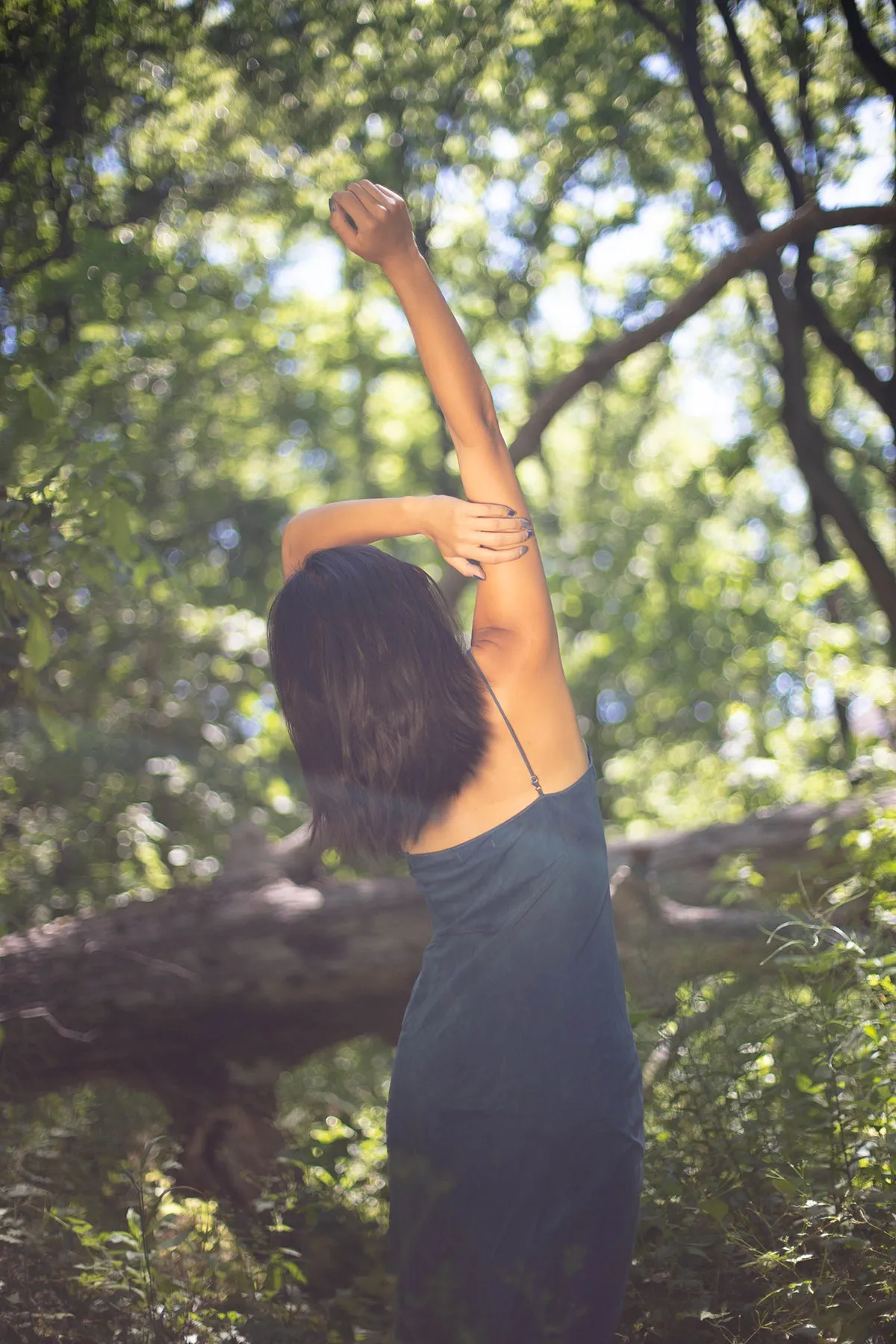 Natural Dyed Prairie Wildrye Slip Dress in Indigo