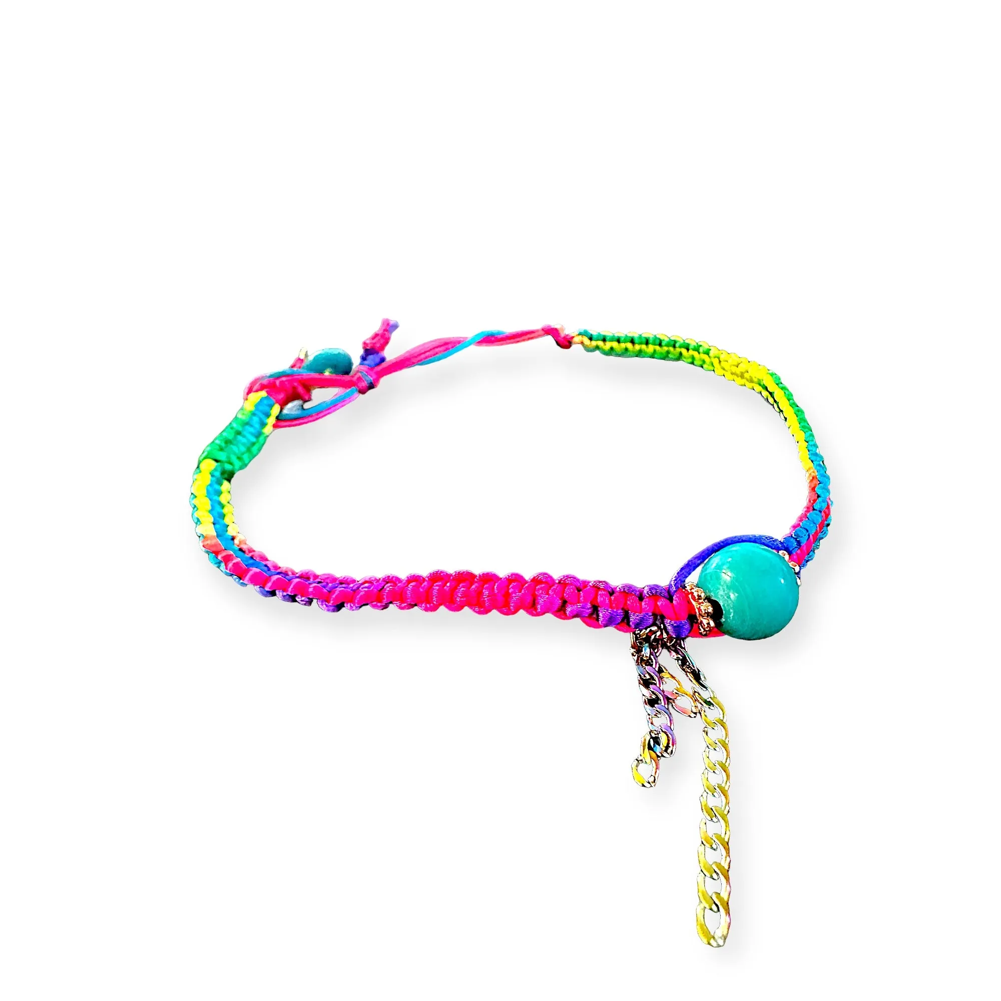 NEON RAINBOW ROCKER TURQUOISE AND CHAIN SILK ROCKER CHOKER