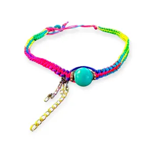 NEON RAINBOW ROCKER TURQUOISE AND CHAIN SILK ROCKER CHOKER