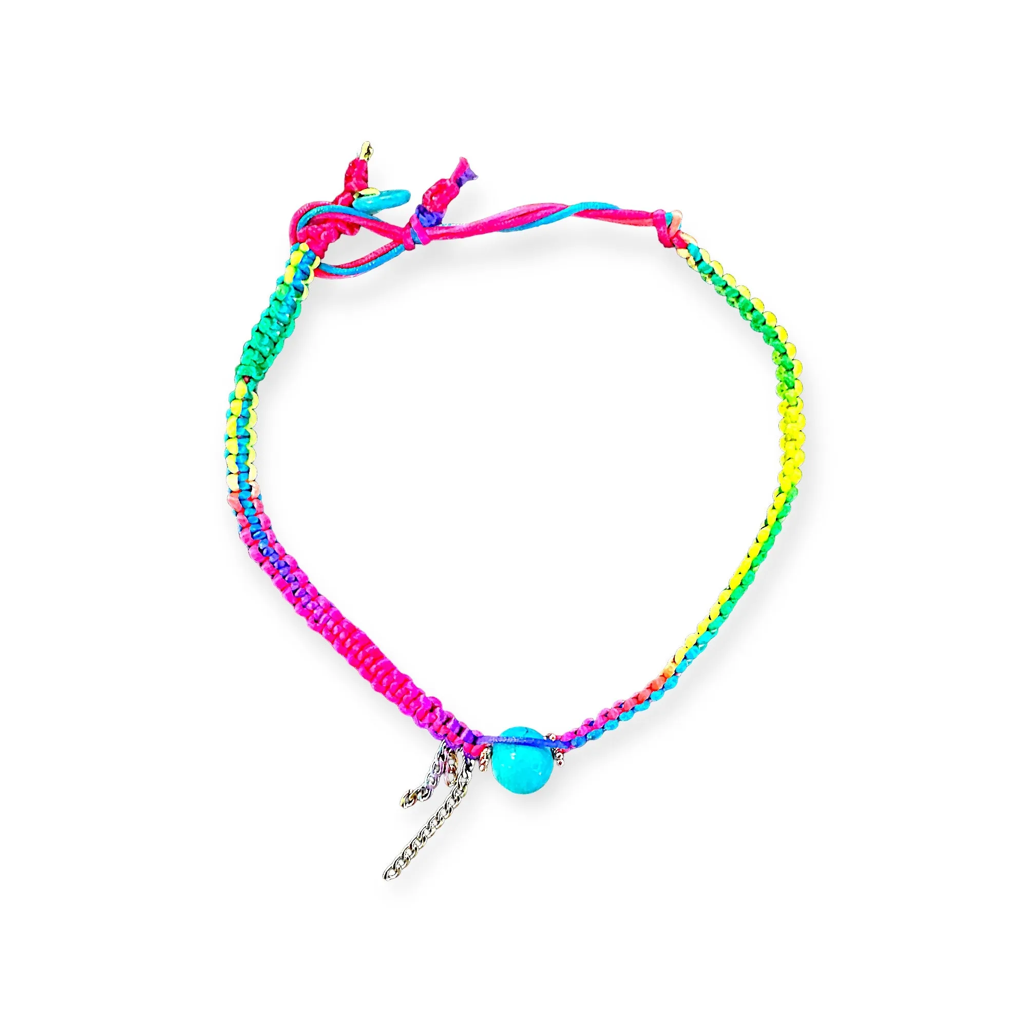 NEON RAINBOW ROCKER TURQUOISE AND CHAIN SILK ROCKER CHOKER