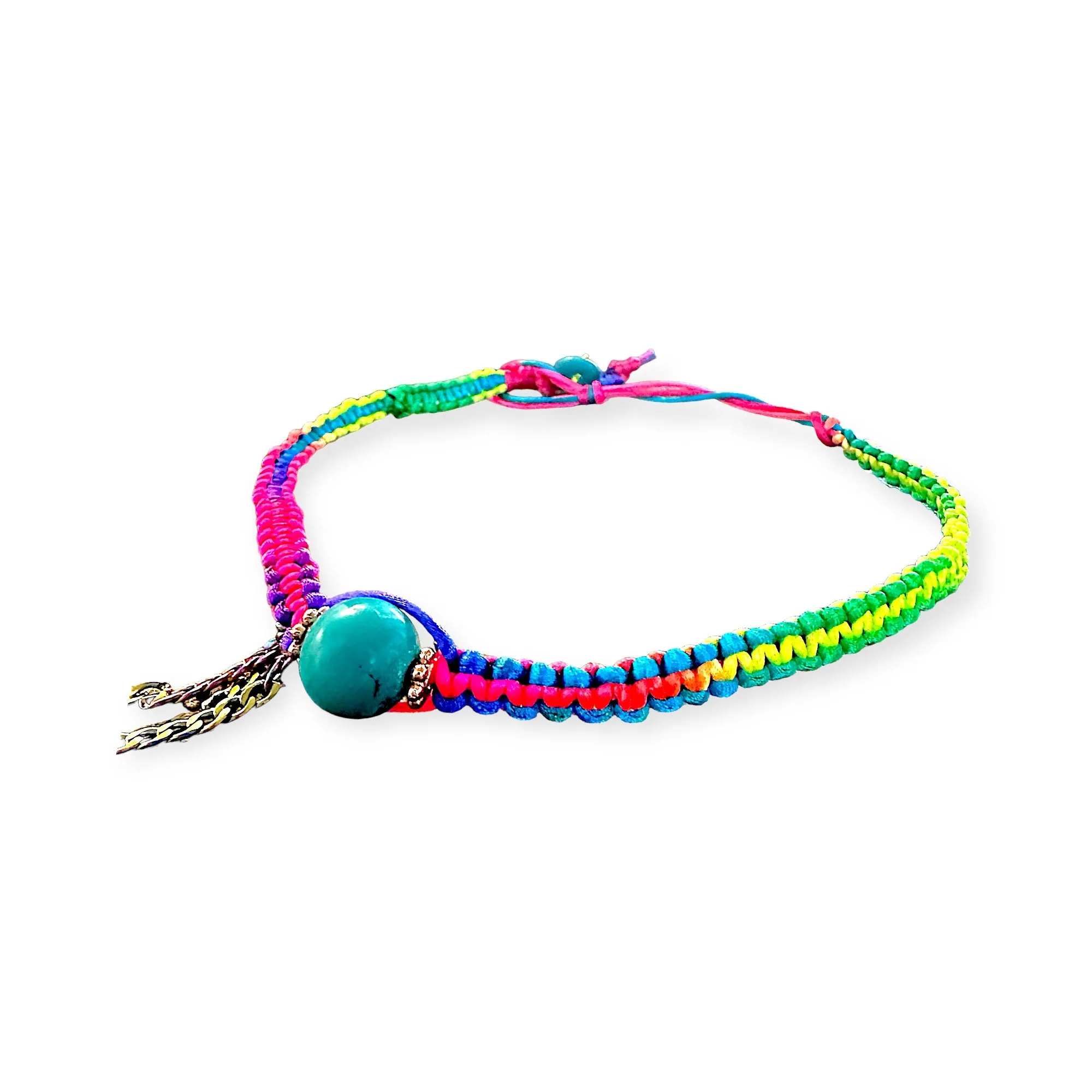NEON RAINBOW ROCKER TURQUOISE AND CHAIN SILK ROCKER CHOKER