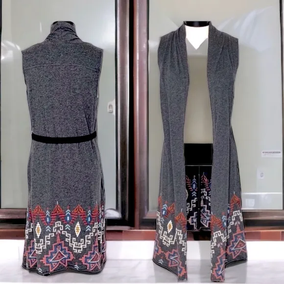NEW Johnny Was Tisha Cross Stitched Knit Long Vest