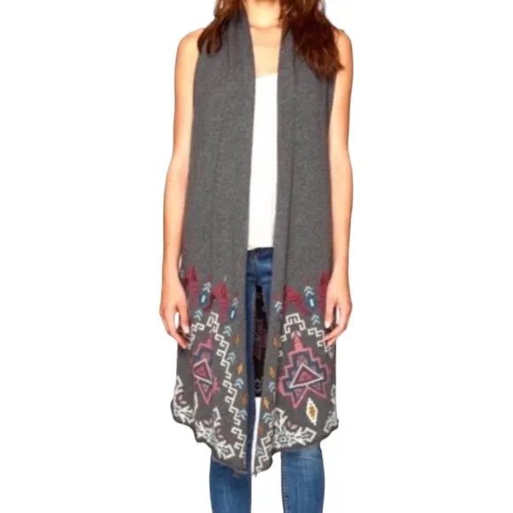 NEW Johnny Was Tisha Cross Stitched Knit Long Vest