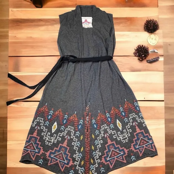 NEW Johnny Was Tisha Cross Stitched Knit Long Vest
