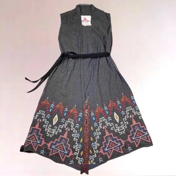 NEW Johnny Was Tisha Cross Stitched Knit Long Vest