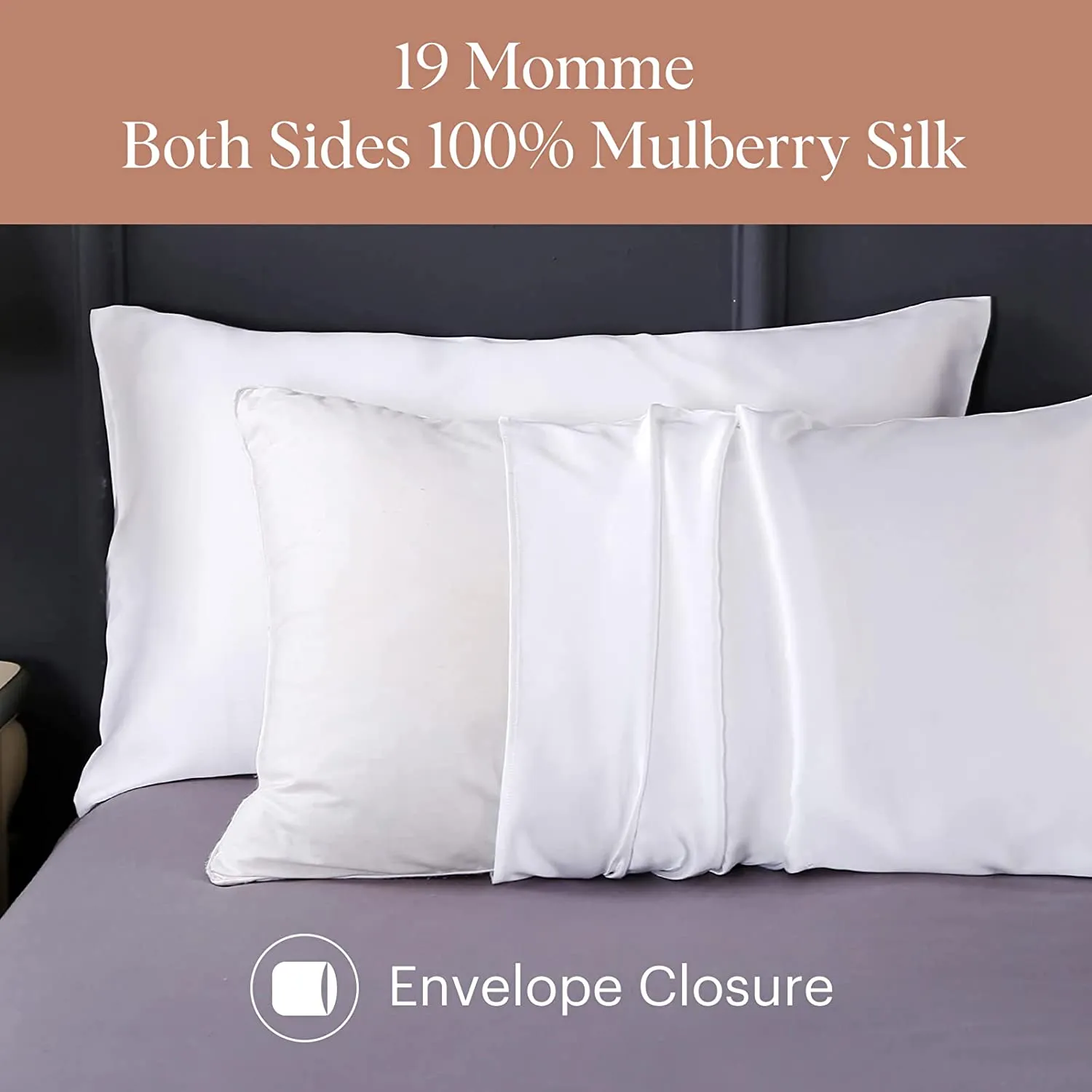 New LILYSILK 100% Pure Mulberry Silk Pillowcase Both Sides, 19 Momme Real Charmeuse Silk Pillow Case Cover for Hair and Skin 1 Pc, Envelope Closure, White, Standard 50x75cm! RetaiLS $45 