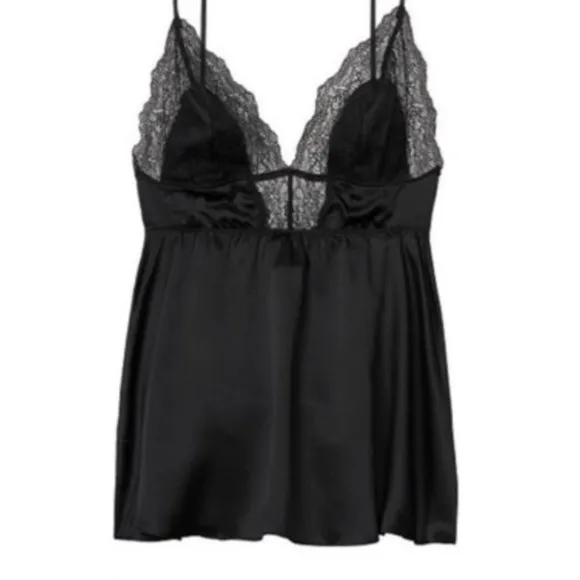 New Very Sexy DREAM ANGELS Lace-trim Satin Slip Babydoll Nighty Night gown