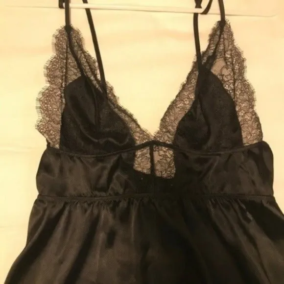 New Very Sexy DREAM ANGELS Lace-trim Satin Slip Babydoll Nighty Night gown