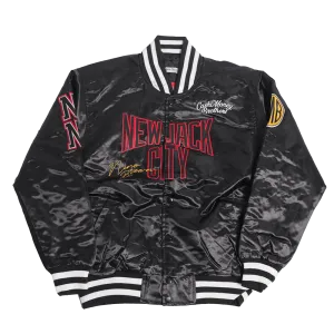 NINO BROWN NEW JACK CITY BLACK SATIN JACKET