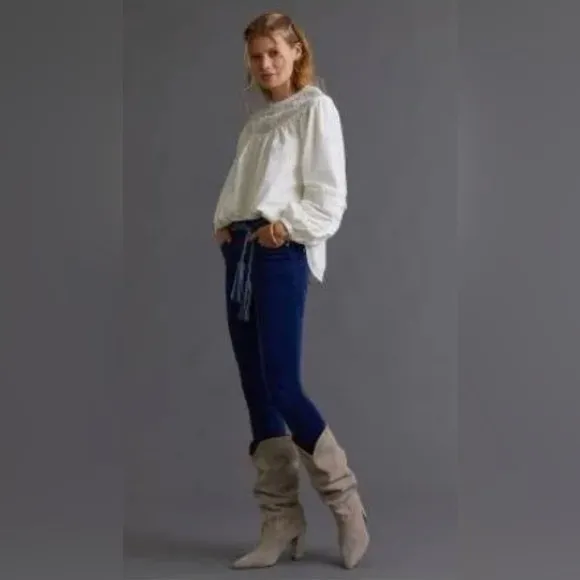 NWOT! Anthropologie Pilcro Blue High-Rise Corduroy Skinny Stretch Jeans Size 30