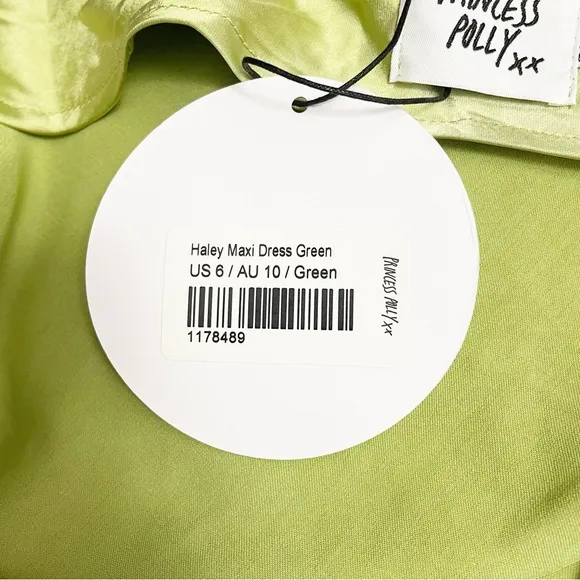 NWT Princess Polly Haley Maxi Dress Satin Strapless Slip Dress Green Size 6 US