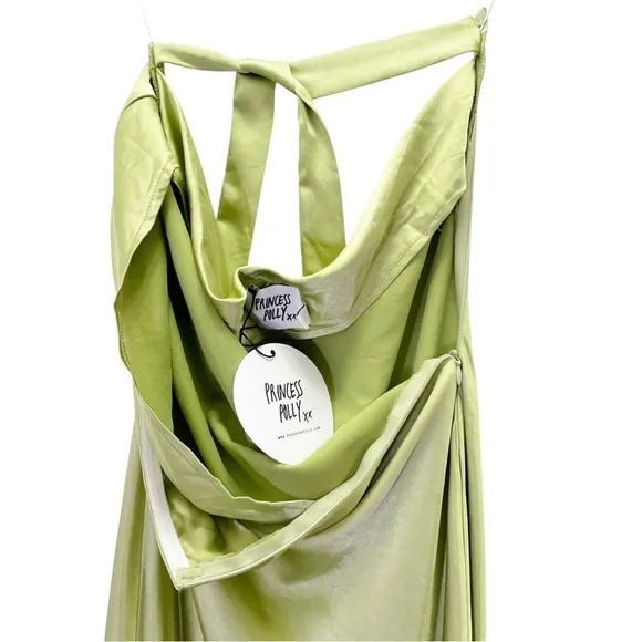 NWT Princess Polly Haley Maxi Dress Satin Strapless Slip Dress Green Size 6 US