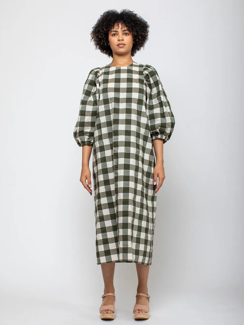Oblo Dress - Military Green Check