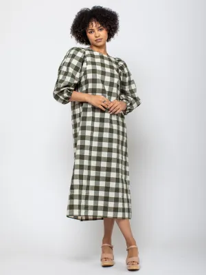 Oblo Dress - Military Green Check